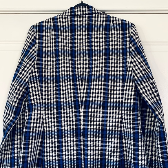 Banana Republic Long and Lean Blazer Plaid Jacket 1 Button Blue Black Size 4 - Picture 4 of 8